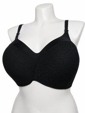 NWT TORRID Wire Free Lightly Lined Animal Lace 360 Back Smoothing Black Bra 48D
